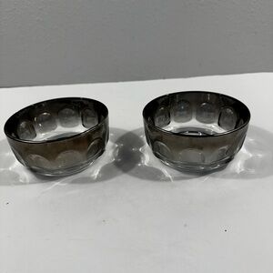 Vtg set of 2 Ombre Silver Thumbprint BerryDessert Bowls Arcoroc France MCM Decor